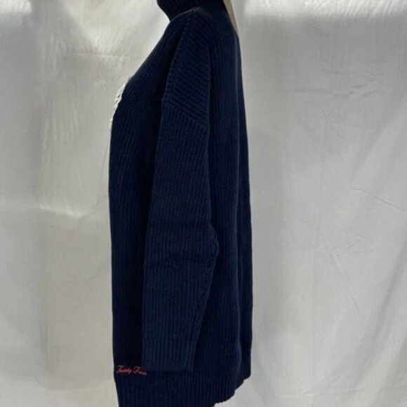 NEW TEDDY FRESH Women's Sweater Dress Knit Laced Up Size S/M Navy - Picture 3 of 8